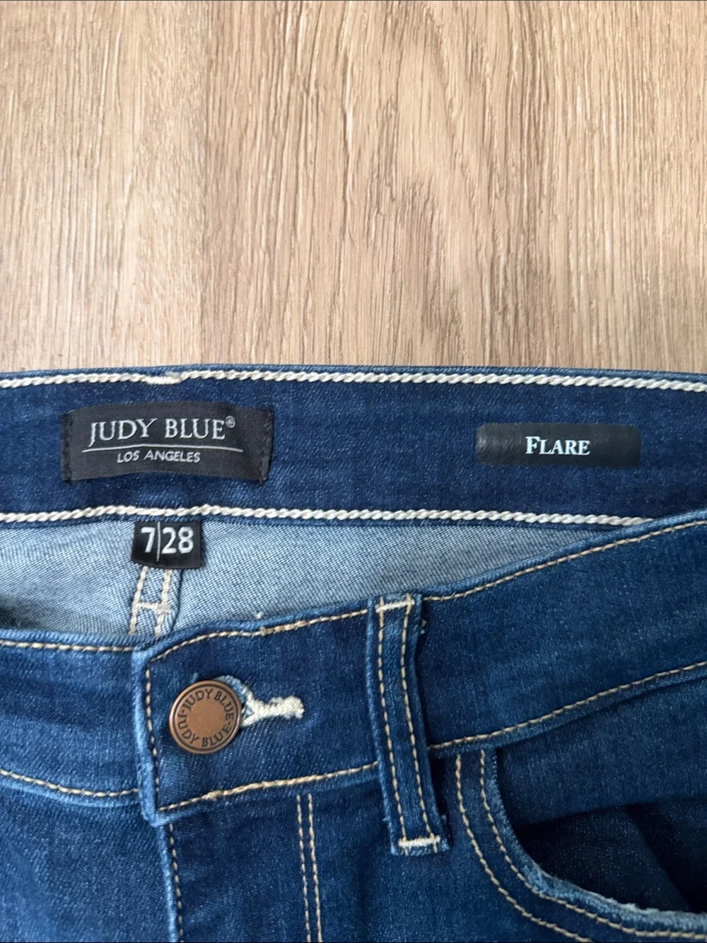 Judy Blue Mid Rise Classic Flare Jeans Size 7/28 Dark Wash Stretch Denim JB88262